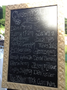 I love the Chalkboard displaying the names of the wedding party!